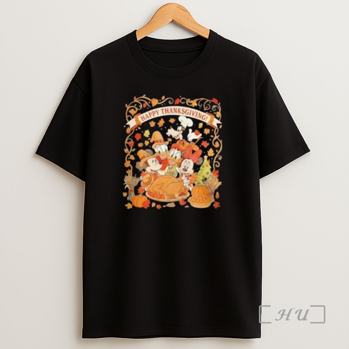 Officials Mickey And Friends Happy Thanksgiving Circle Black Premium Shirt Sweatshirt Tee