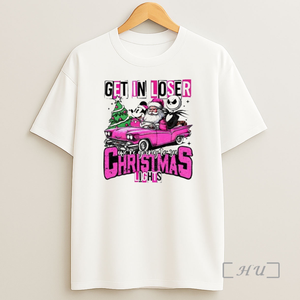 Officials Mickey And Jack Skellington Get In Loser Were Going To See Christmas Lights Vintage Premium Shirt Sweatshirt Tee