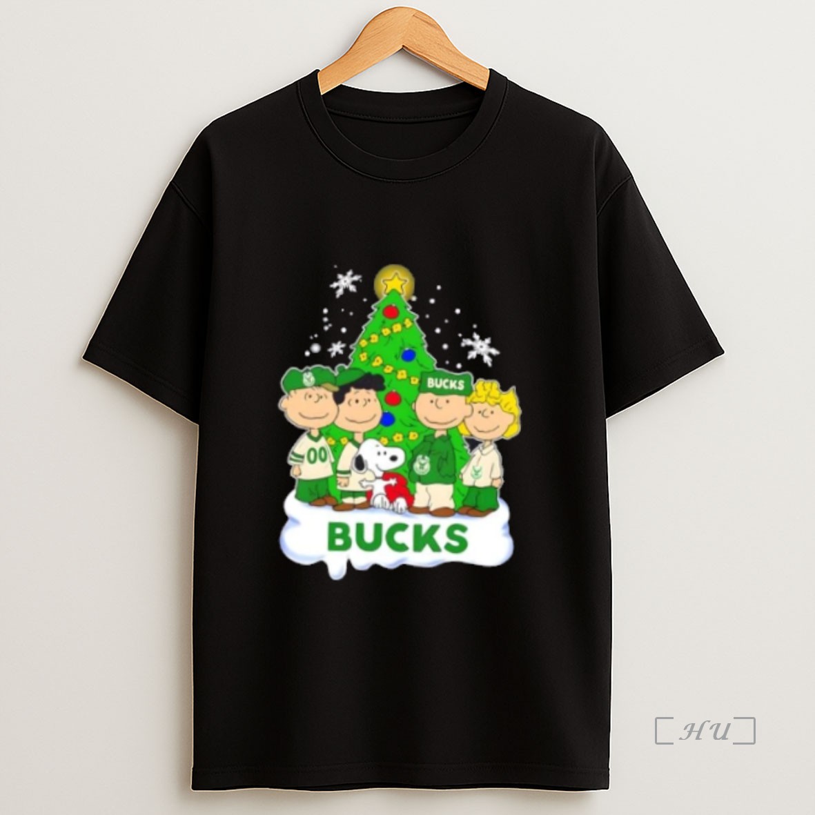 Officials Milwaukee Bucks X Peanuts Snoopy And Friends Christmas Tree Premium Shirt Sweatshirt Tee