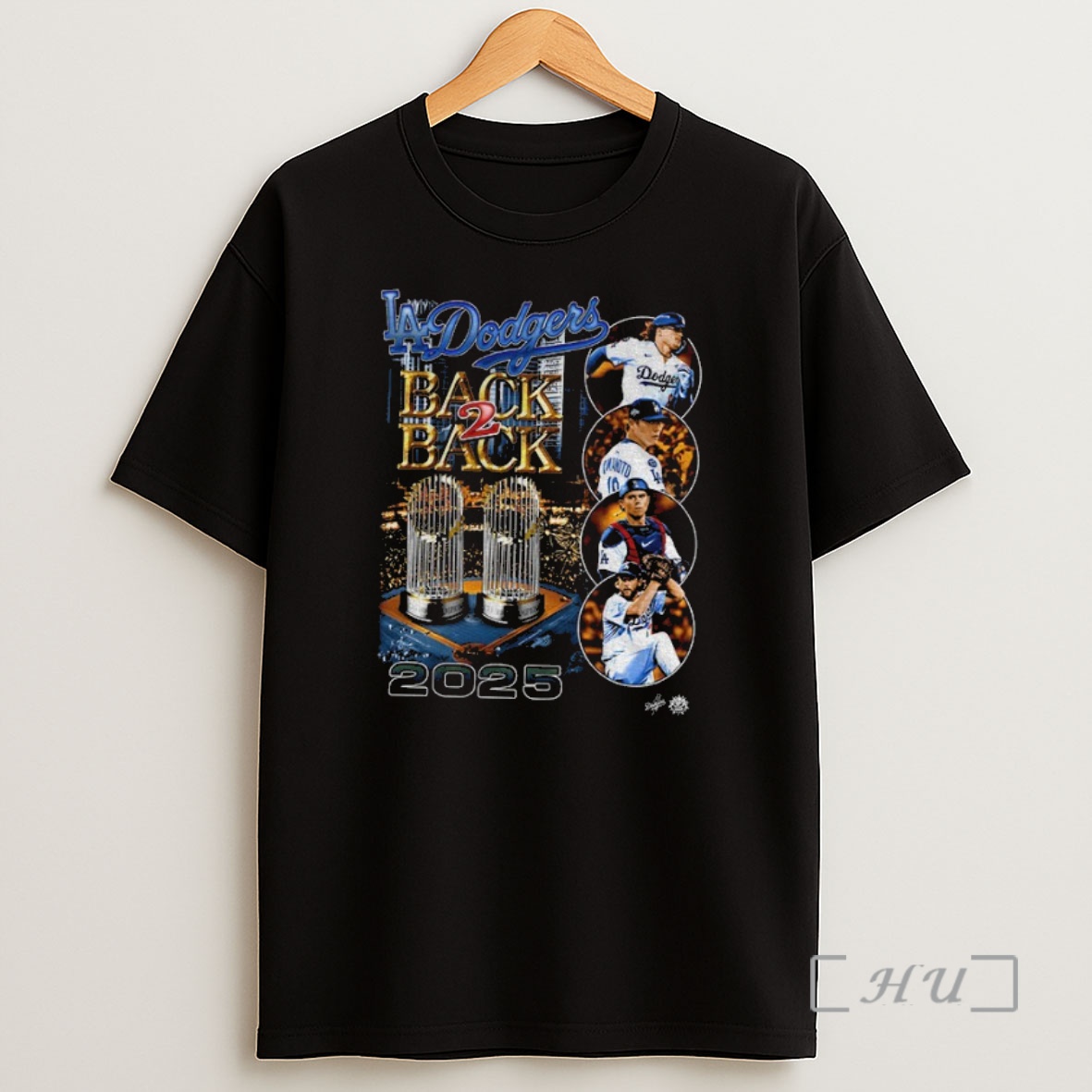 Officials Mookie Betts Yoshinobu Yamamoto And Will Smith Los Angeles Dodgers Trophy World Series Back 2 Back Champions 2025 Premium Shirt Sweatshirt Tee
