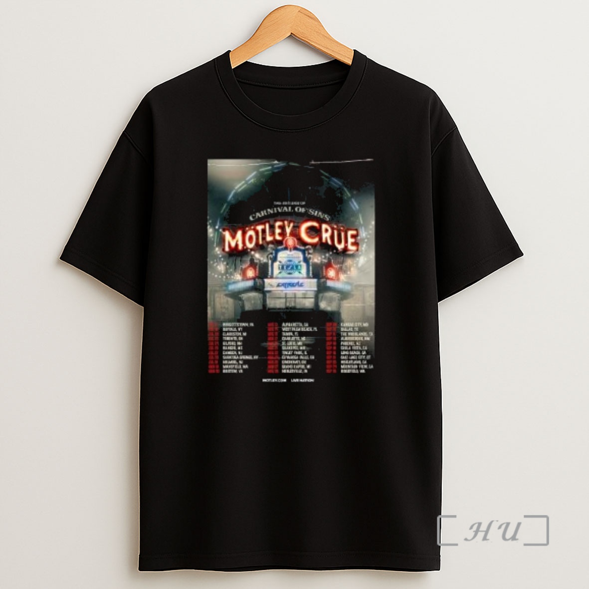 Officials Motley Crue The Return Of Carnival Of Sins 2026 North American Tour Schedule Dates Circle Black Premium Shirt Sweatshirt Tee