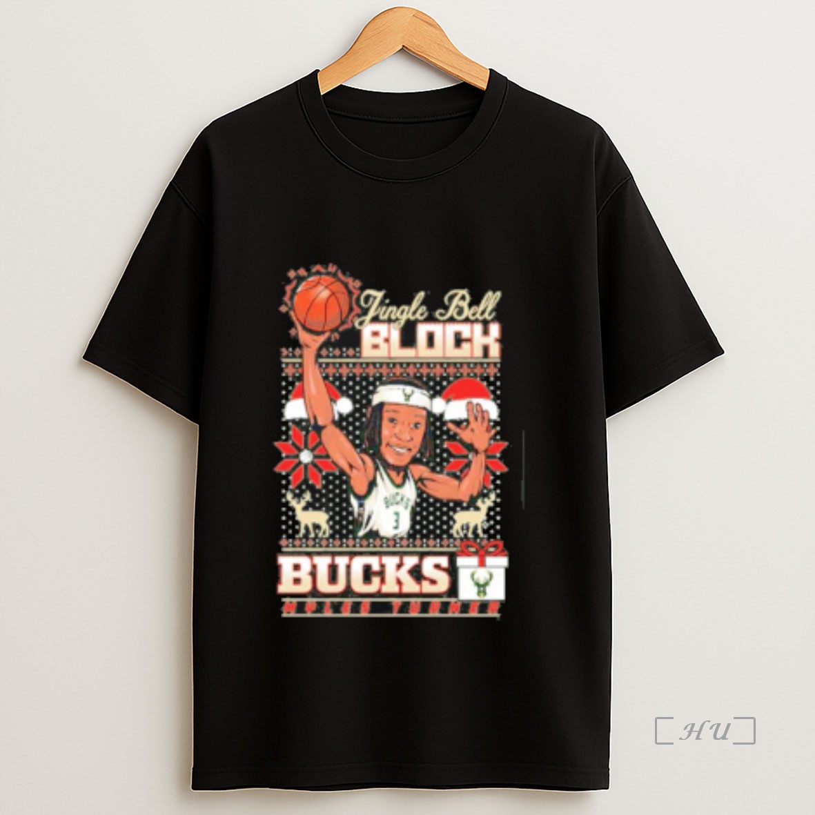 Officials Myles Turner Milwaukee Bucks Jingle Bell Block Christmas Premium Shirt Sweatshirt Tee