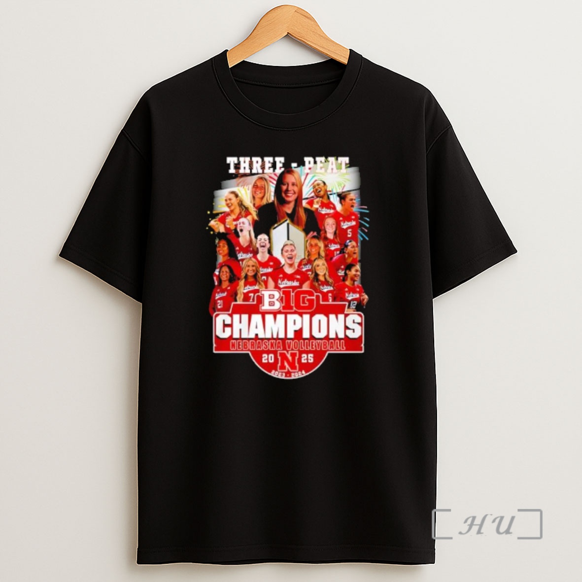 Officials Nebraska Huskers Volleyball Three Peat Big Champions 2023 2024 2025 Logo Premium Shirt Sweatshirt Tee