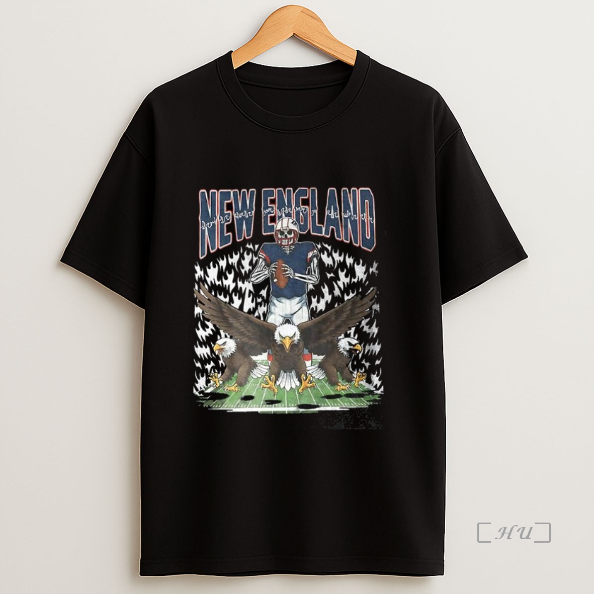 Officials New England Patriots Football Skeleton Eagles Retro Premium Shirt Sweatshirt Tee