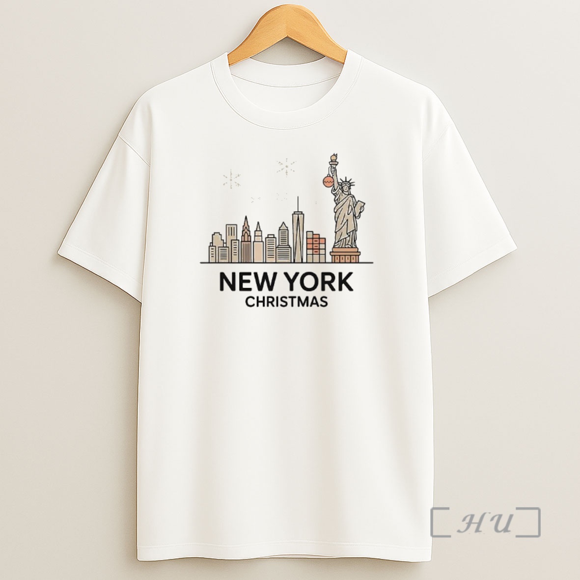 Officials New York City Statue Of Liberty Skyline Snowflakes Christmas Premium Shirt Sweatshirt Tee