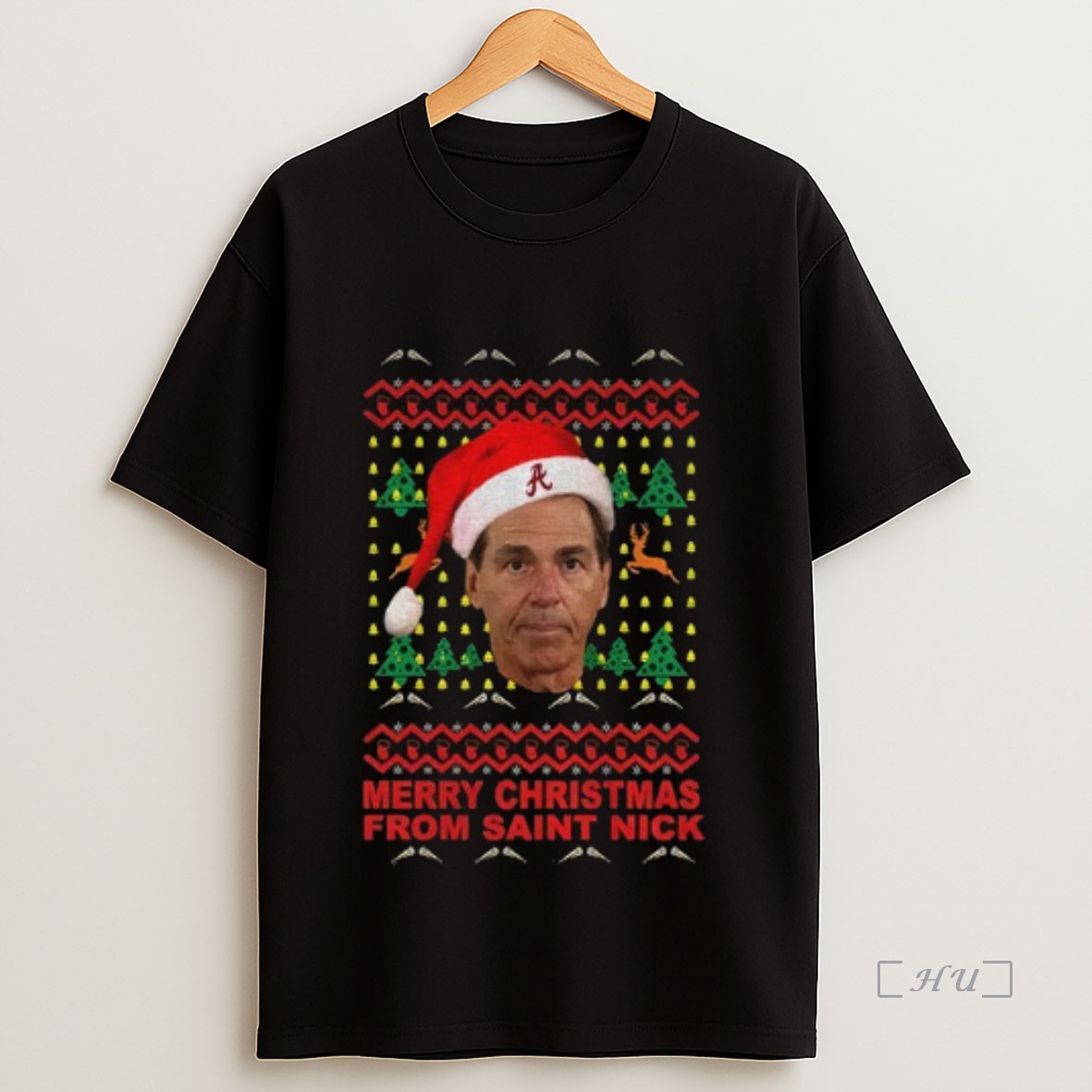 Officials Nick Saban Santa Hat Alabama Crimson Tide Football Merry Christmas From Saint Nick Premium Shirt Sweatshirt Tee