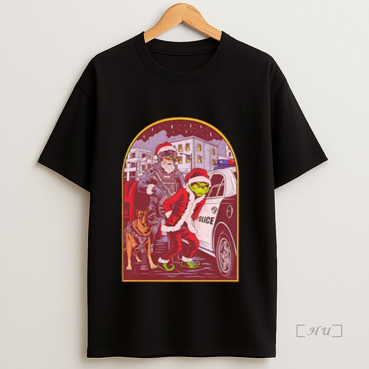 Officials Officer Santa Catches The Grinch Christmas Premium Shirt Sweatshirt Tee
