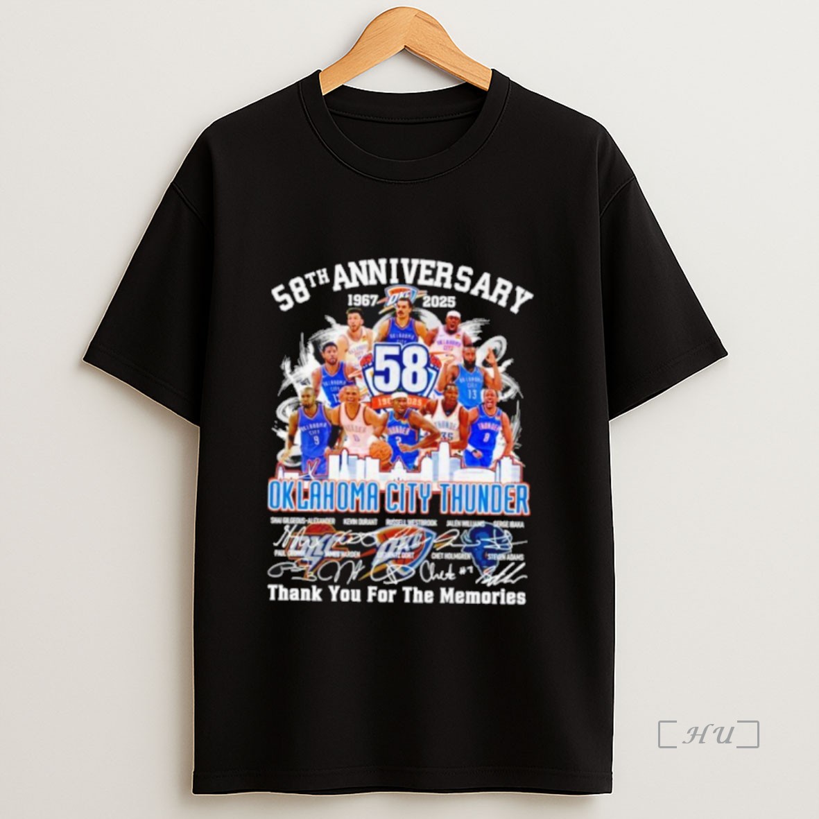 Officials Oklahoma City Thunder 58th Anniversary 1967 2025 Thank You For The Memories Signatures Premium Shirt Sweatshirt Tee