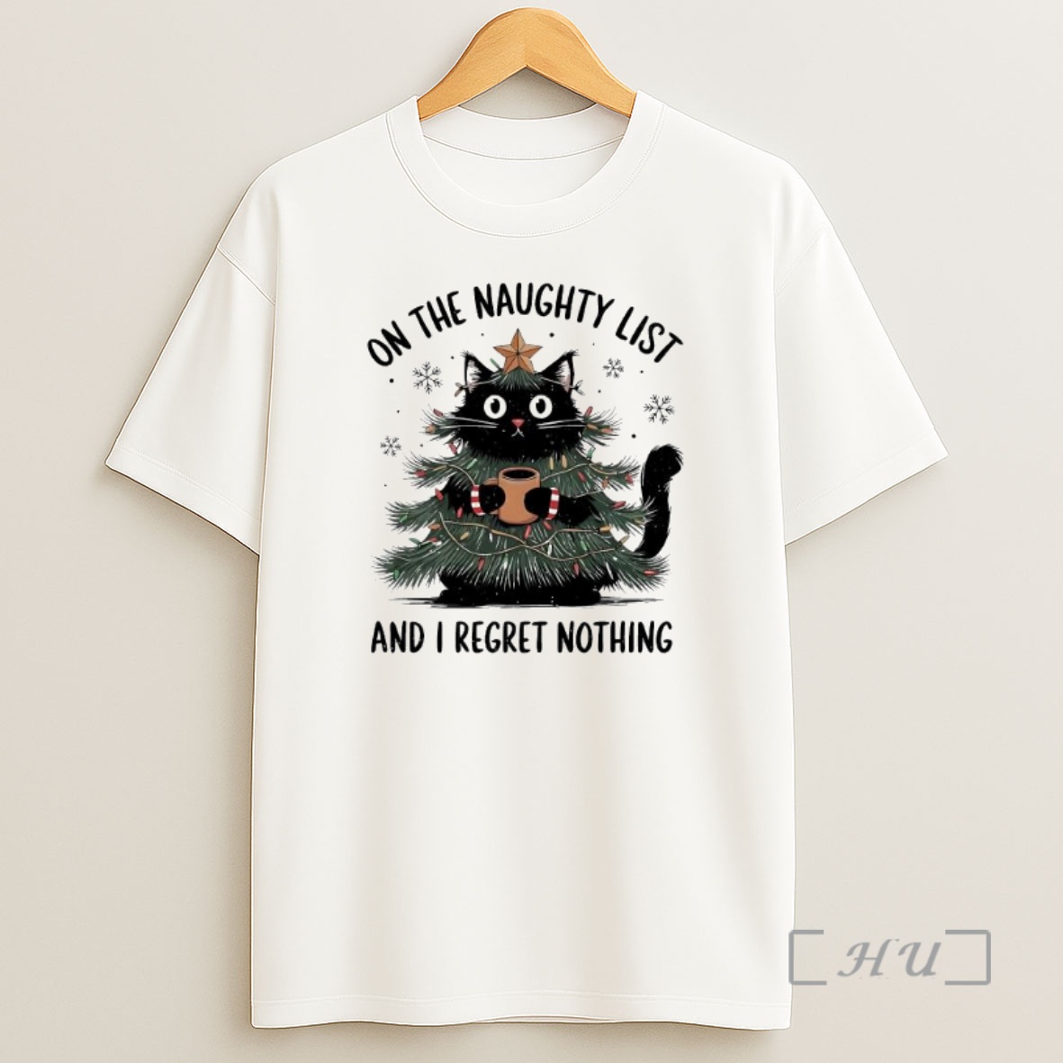 Officials On The Naughty List And I Regret Nothing Christmas Tree Cat Premium Shirt Sweatshirt Tee