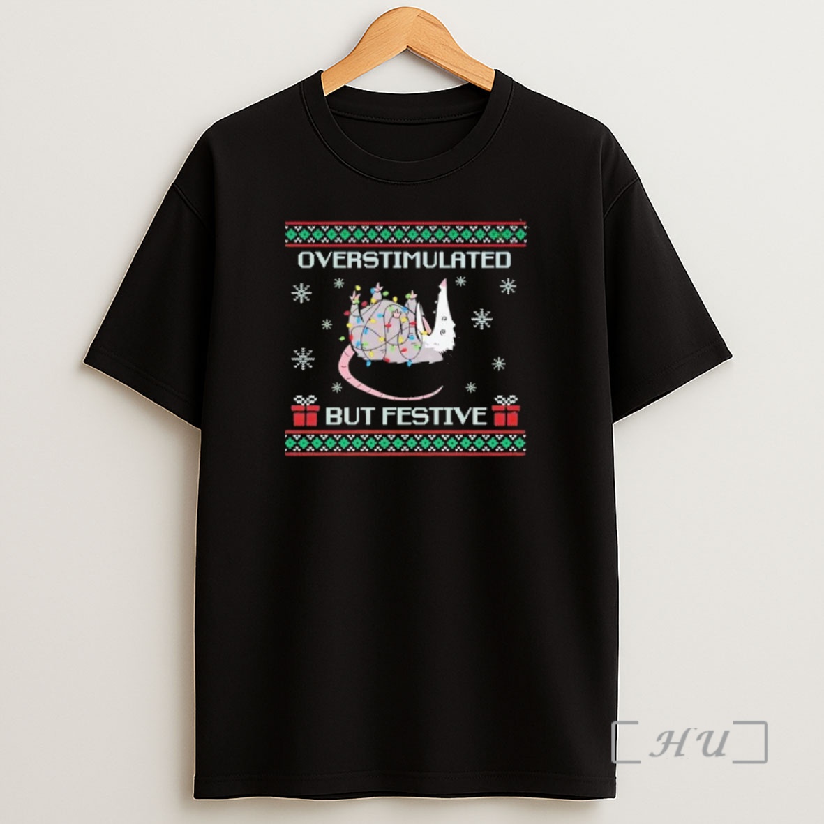 Officials Overstimulated But Festive Possum Christmas Lights Premium Shirt Sweatshirt Tee