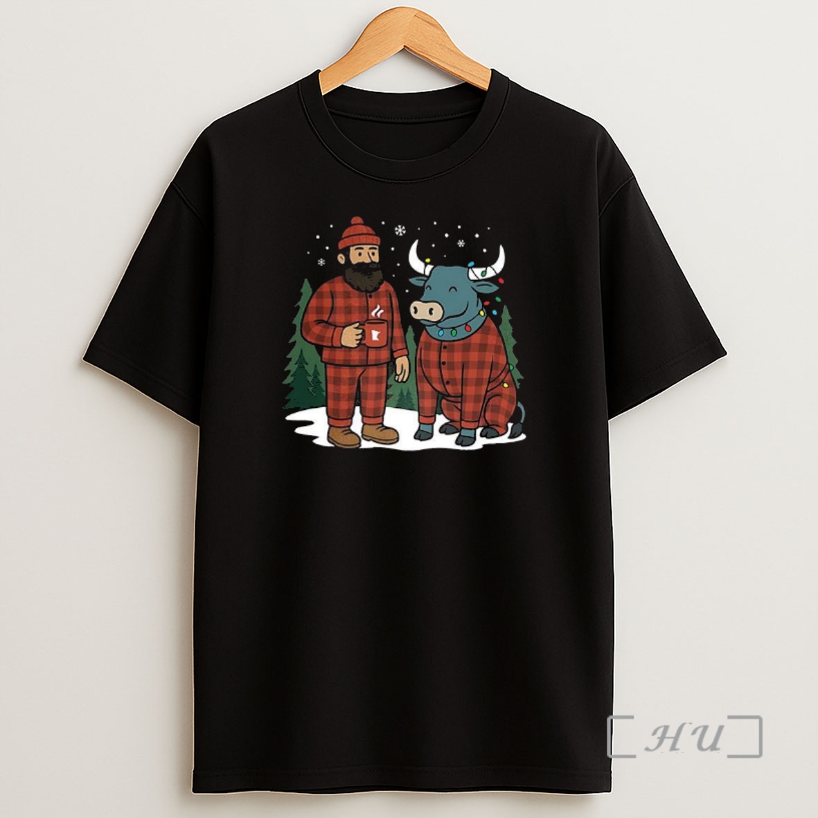 Officials Paul Bunyan And Babe The Blue Ox Jammies Minnesota Christmas Premium Shirt Sweatshirt Tee