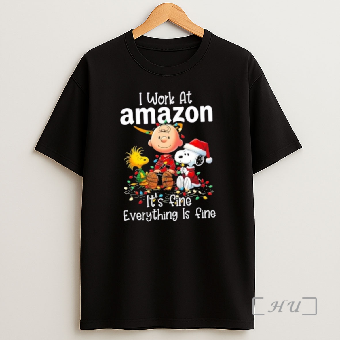 Officials Peanuts Snoopy X Charlie Brown I Work At Amazon Its Fine Everything Is Fine Christmas Premium Shirt Sweatshirt Tee