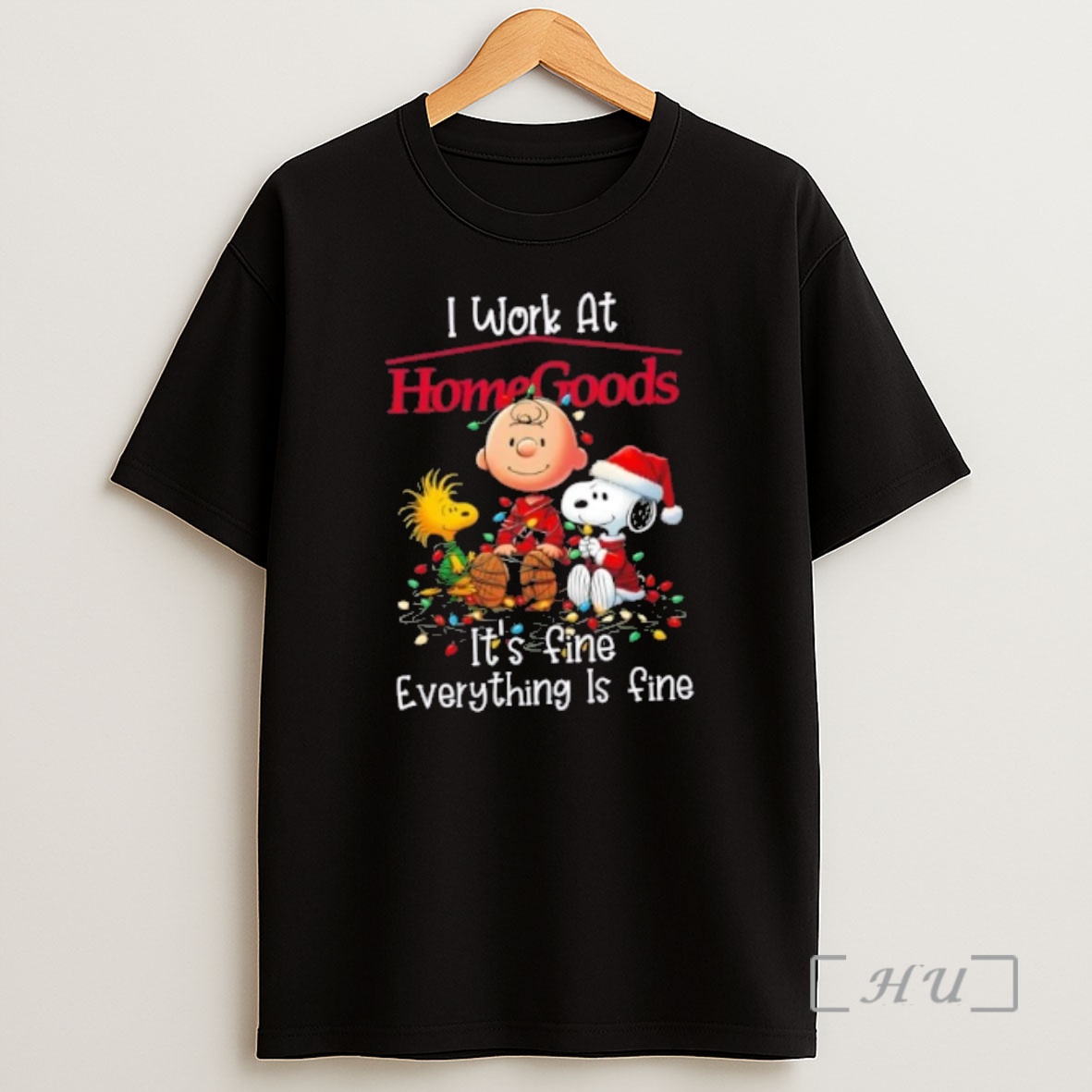 Officials Peanuts Snoopy X Charlie Brown I Work At Homegoods Its Fine Everything Is Fine Christmas Premium Shirt Sweatshirt Tee