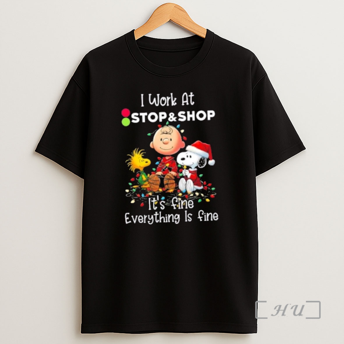 Officials Peanuts Snoopy X Charlie Brown I Work At Stopshop Its Fine Everything Is Fine Christmas Premium Shirt Sweatshirt Tee
