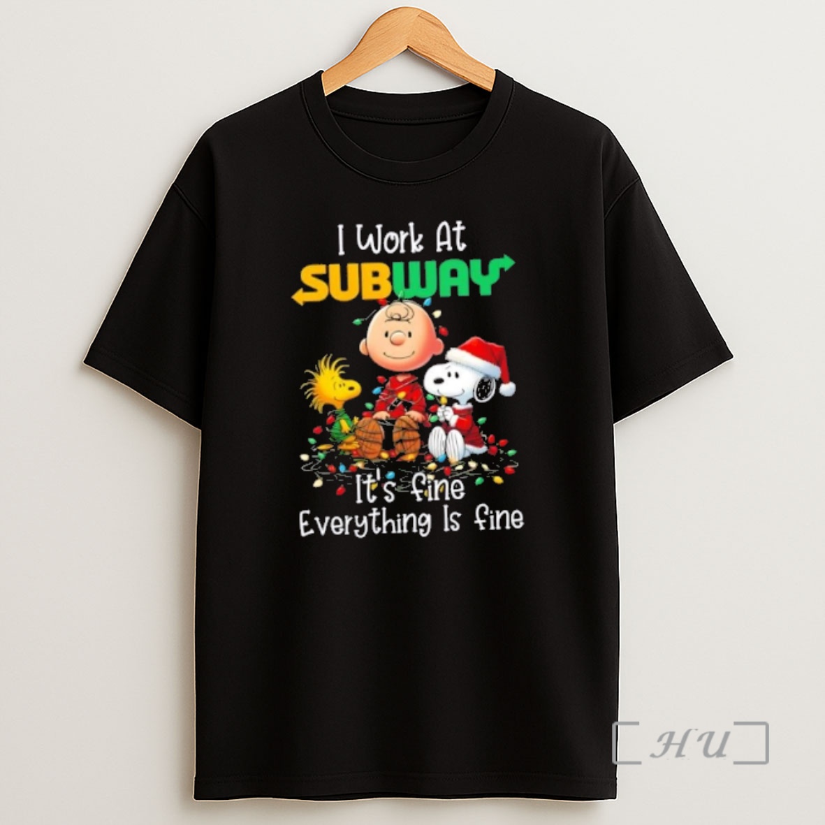Officials Peanuts Snoopy X Charlie Brown I Work At Subway Its Fine Everything Is Fine Christmas Premium Shirt Sweatshirt Tee