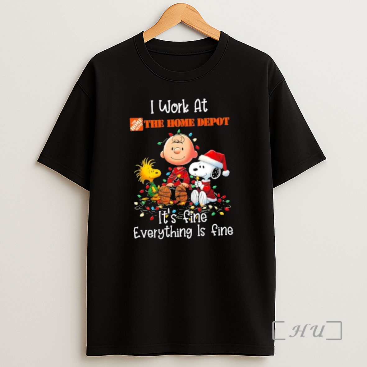 Officials Peanuts Snoopy X Charlie Brown I Work At The Home Depot Its Fine Everything Is Fine Christmas Premium Shirt Sweatshirt Tee