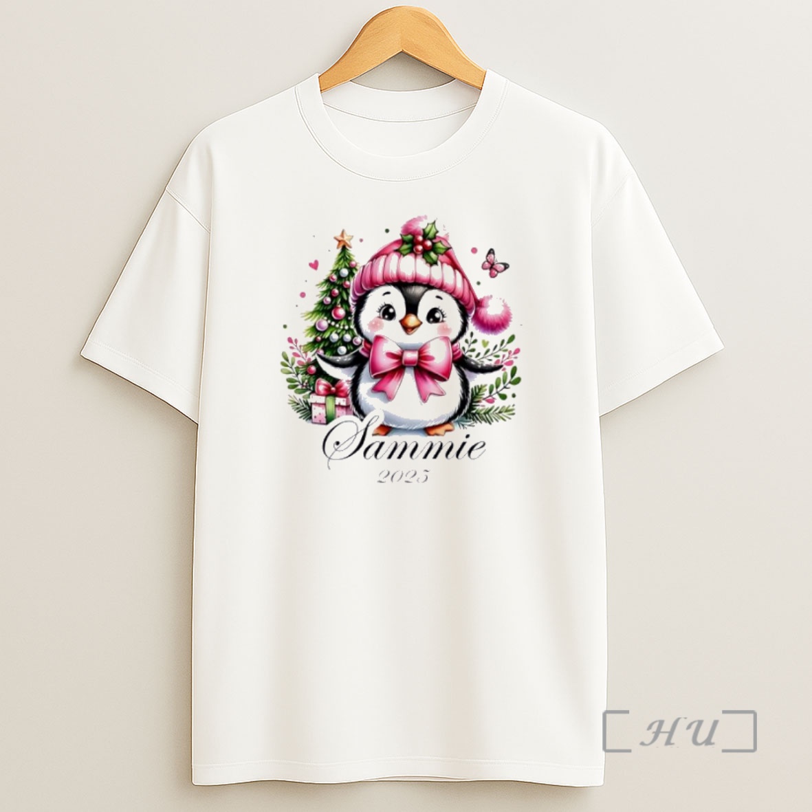 Officials Pink Penguin Cute Merry Christmas 2025 Personalized Ornaments White Premium Shirt Sweatshirt Tee