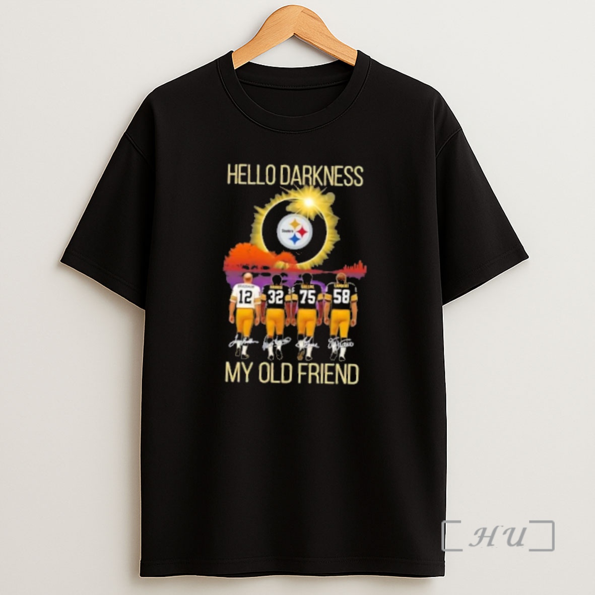 Officials Pittsburgh Steelers Bradshaw And Legends Hello Darkness My Old Friend Signatures Premium Shirt Sweatshirt Tee