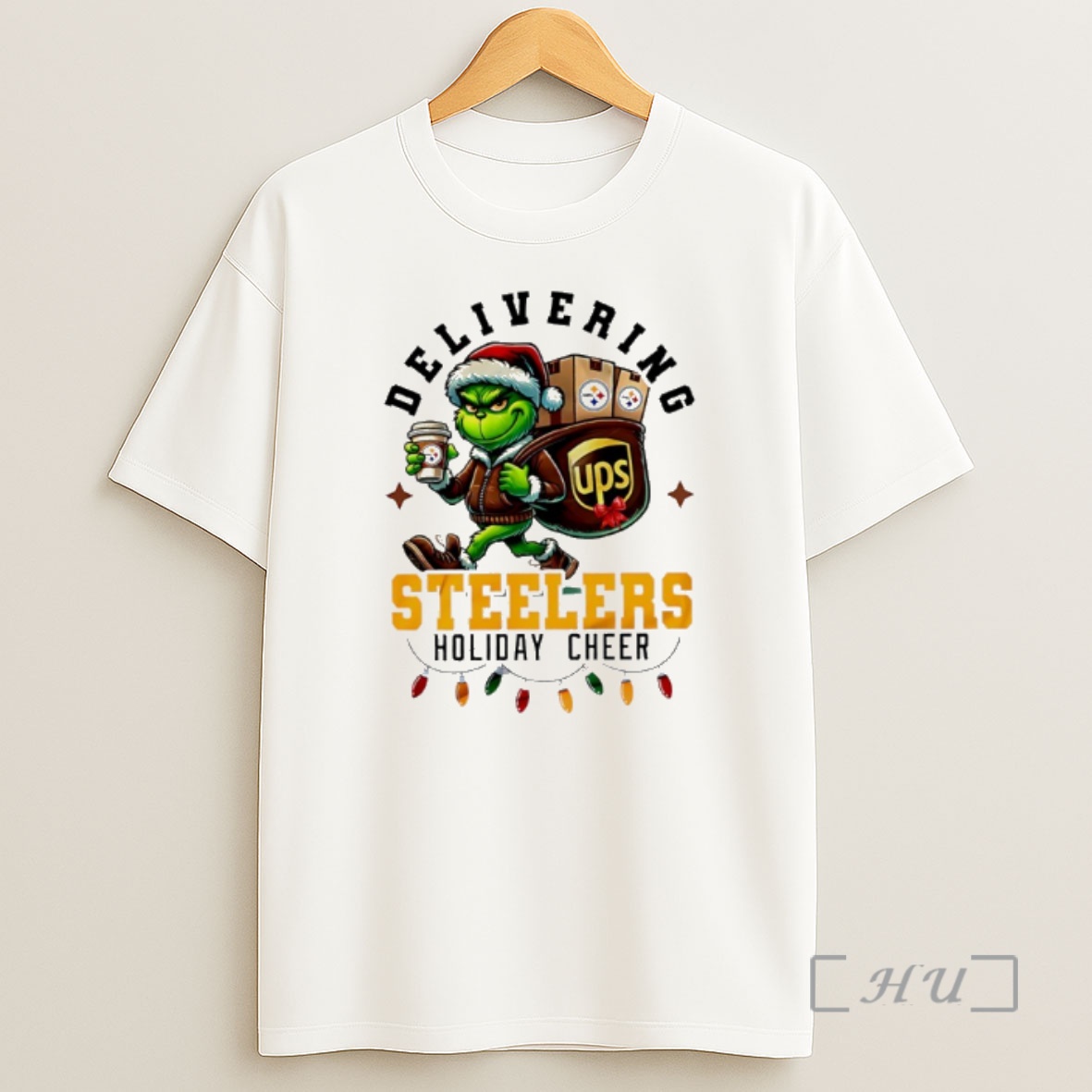 Officials Pittsburgh Steelers Grinch Delivering Ups Holiday Cheer Christmas Premium Shirt Sweatshirt Tee