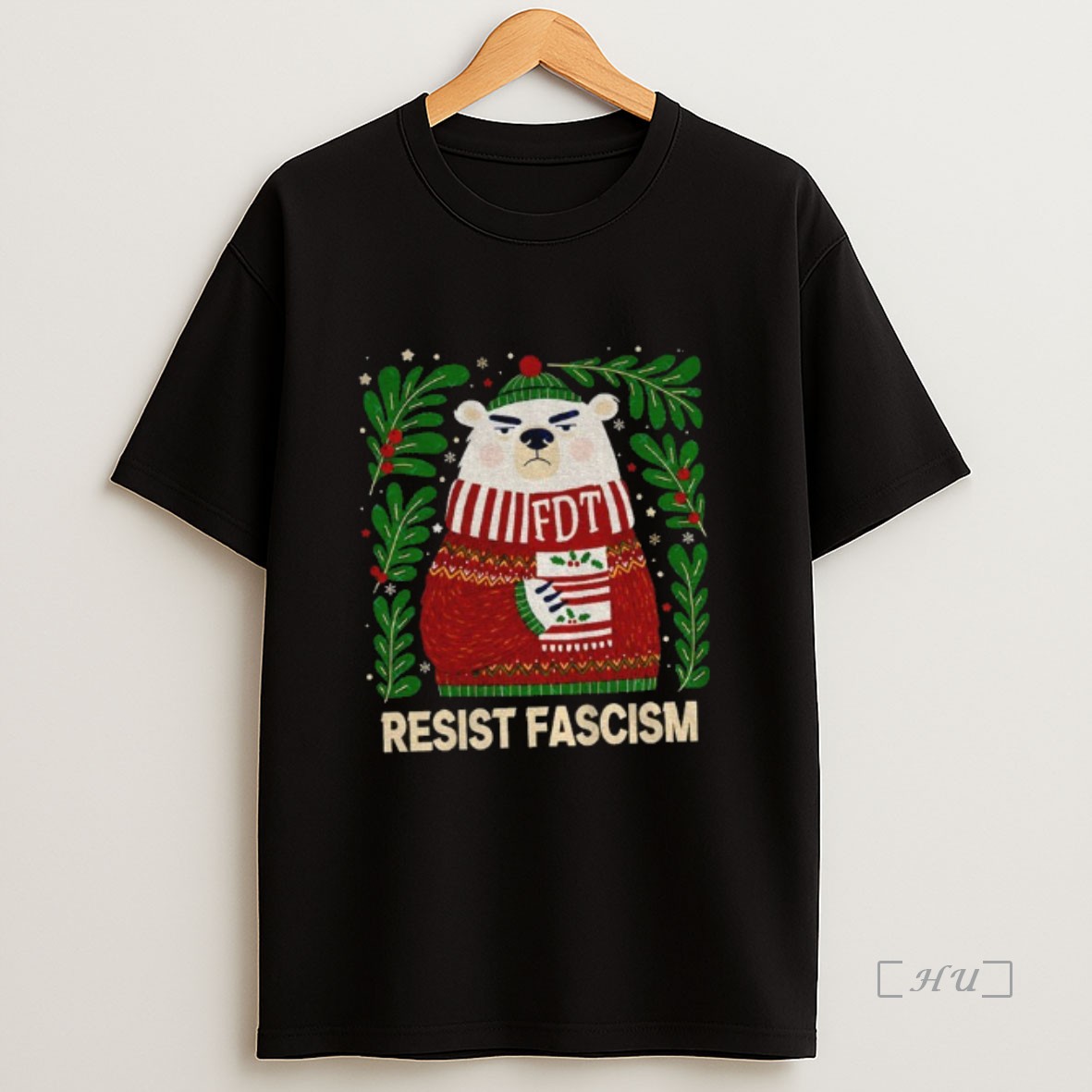 Officials Resist Fascism Christmas Bear Fdt Anti Trump Premium Shirt Sweatshirt Tee