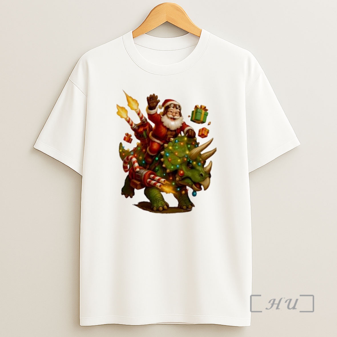 Officials Rocket Triceratops Dinosaur Christmas Santa Premium Shirt Sweatshirt Tee