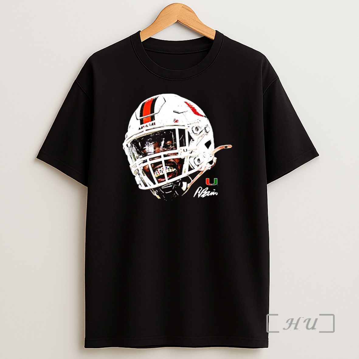 Officials Rueben Bain Jr Face Helmet Signature Miami Hurricanes Premium Shirt Sweatshirt Tee