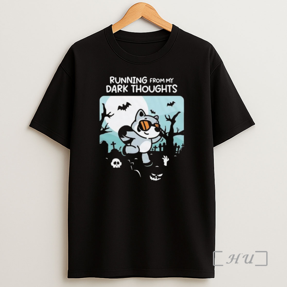 Officials Running From My Dark Thoughts Raccoon Halloween Premium Shirt Sweatshirt Tee