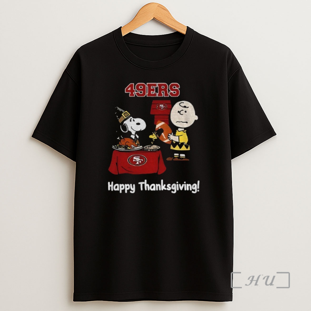 Officials San Francisco 49ers Thanksgiving With Snoopy And Charlie Brown Nfl Premium Shirt Sweatshirt Tee