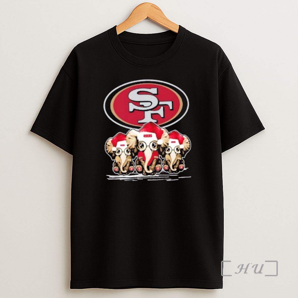 Officials San Francisco 49ers X Elephants Santa Hat Merry Christmas Premium Shirt Sweatshirt Tee