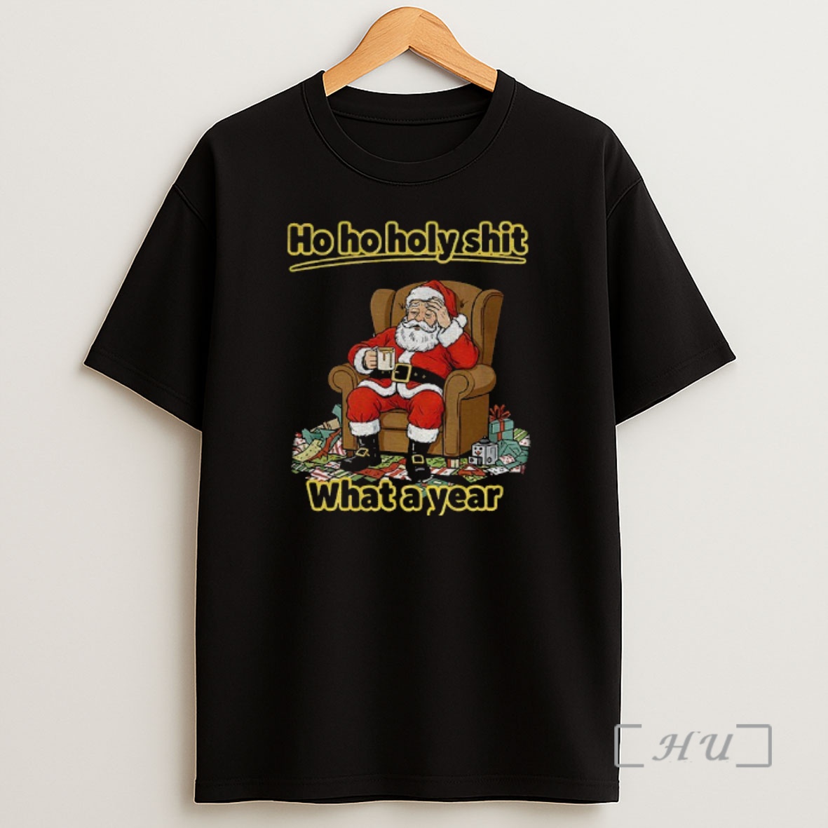 Officials Santa Claus Ho Ho Holy Shit What A Year Merry Christmas Premium Shirt Sweatshirt Tee