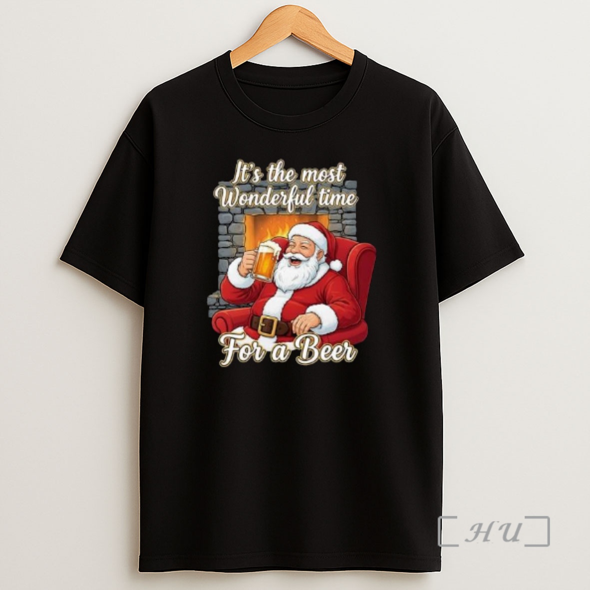 Officials Santa Claus Its The Most Wonderful Time For A Beer Merry Christmas Circle Black Premium Shirt Sweatshirt Tee