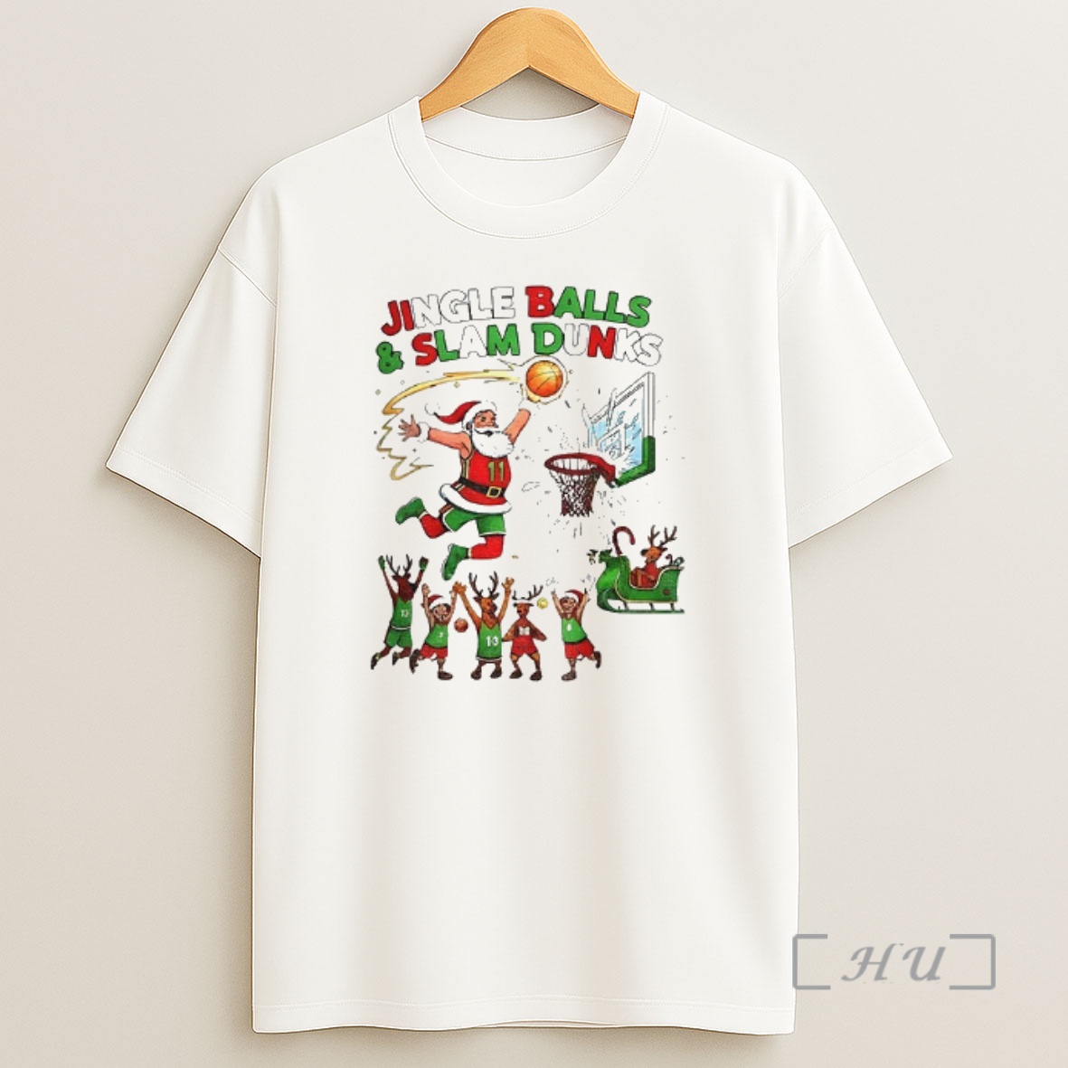 Officials Santa Claus Jingle Balls And Slam Dunks Merry Christmas Premium Shirt Sweatshirt Tee