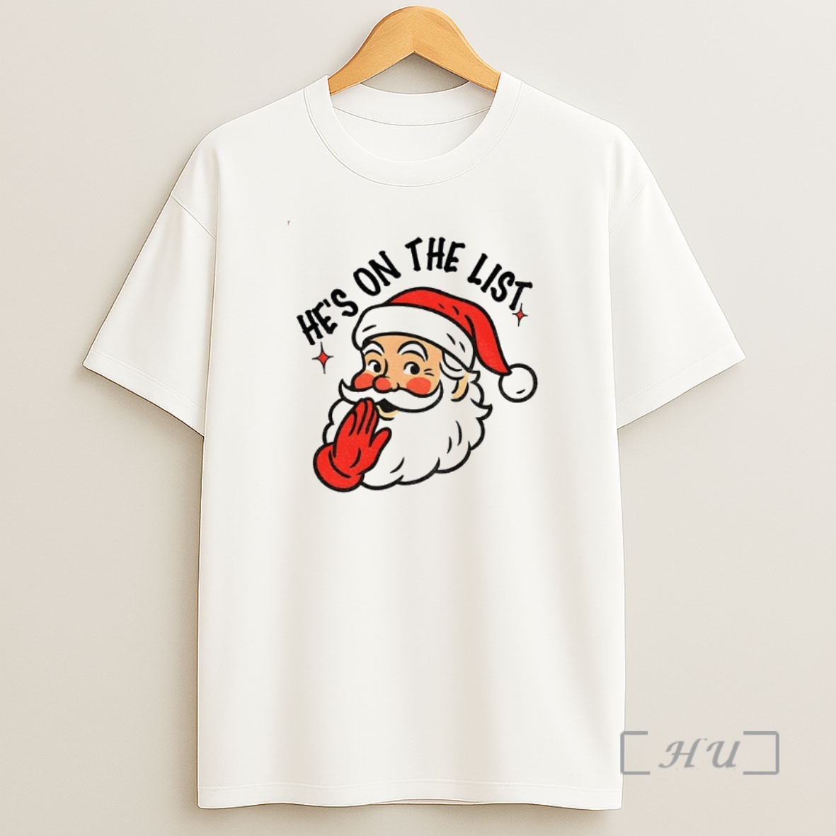 Officials Santa Claus Big Face Hes On The List Christmas Premium Shirt Sweatshirt Tee