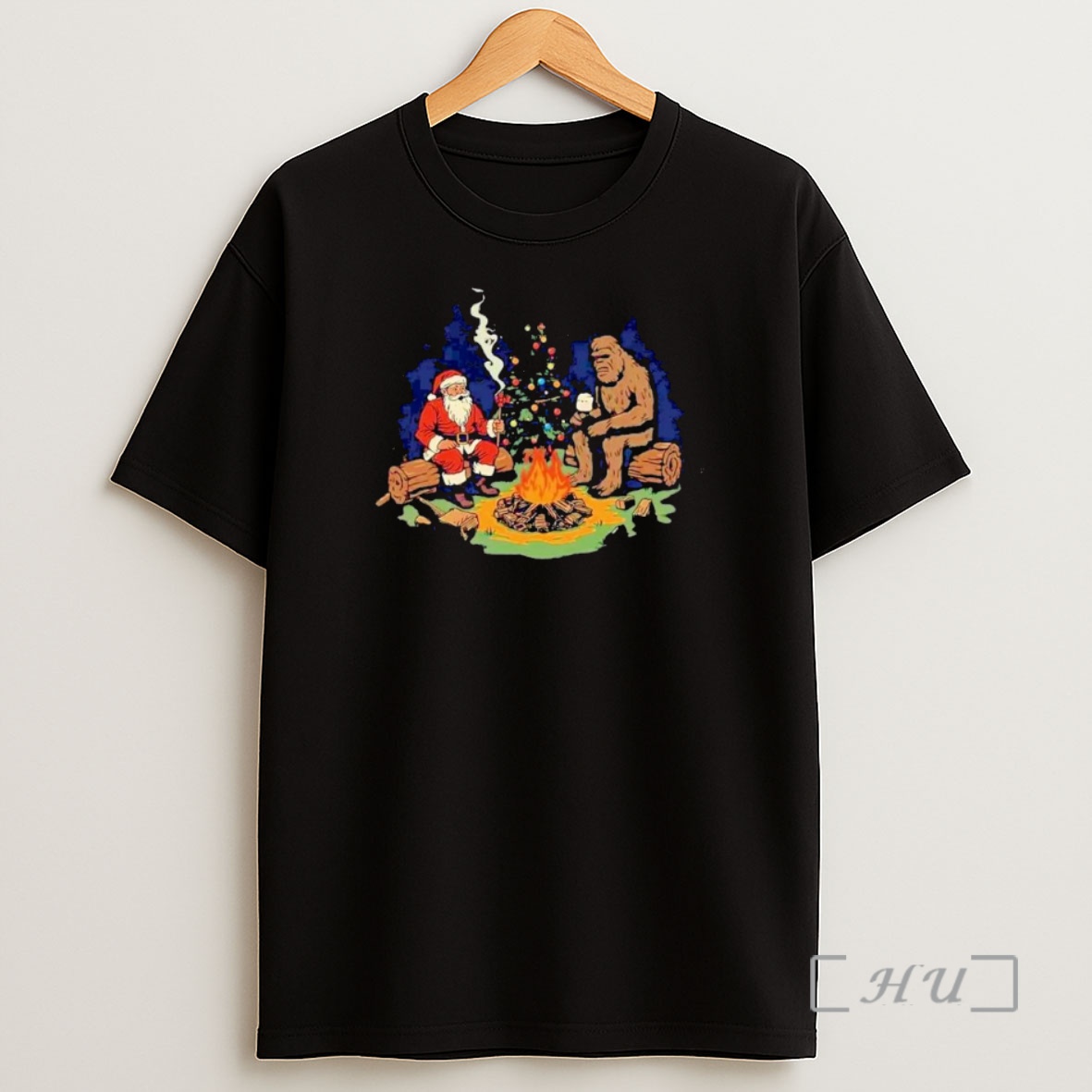 Officials Santa And Sasquatch Camping Ornaments Premium Shirt Sweatshirt Tee