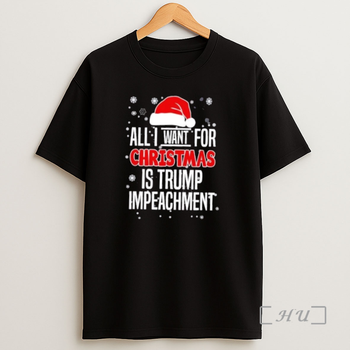 Officials Santa Hat All I Want For Christmas Is Trump Impeachment Premium Shirt Sweatshirt Tee