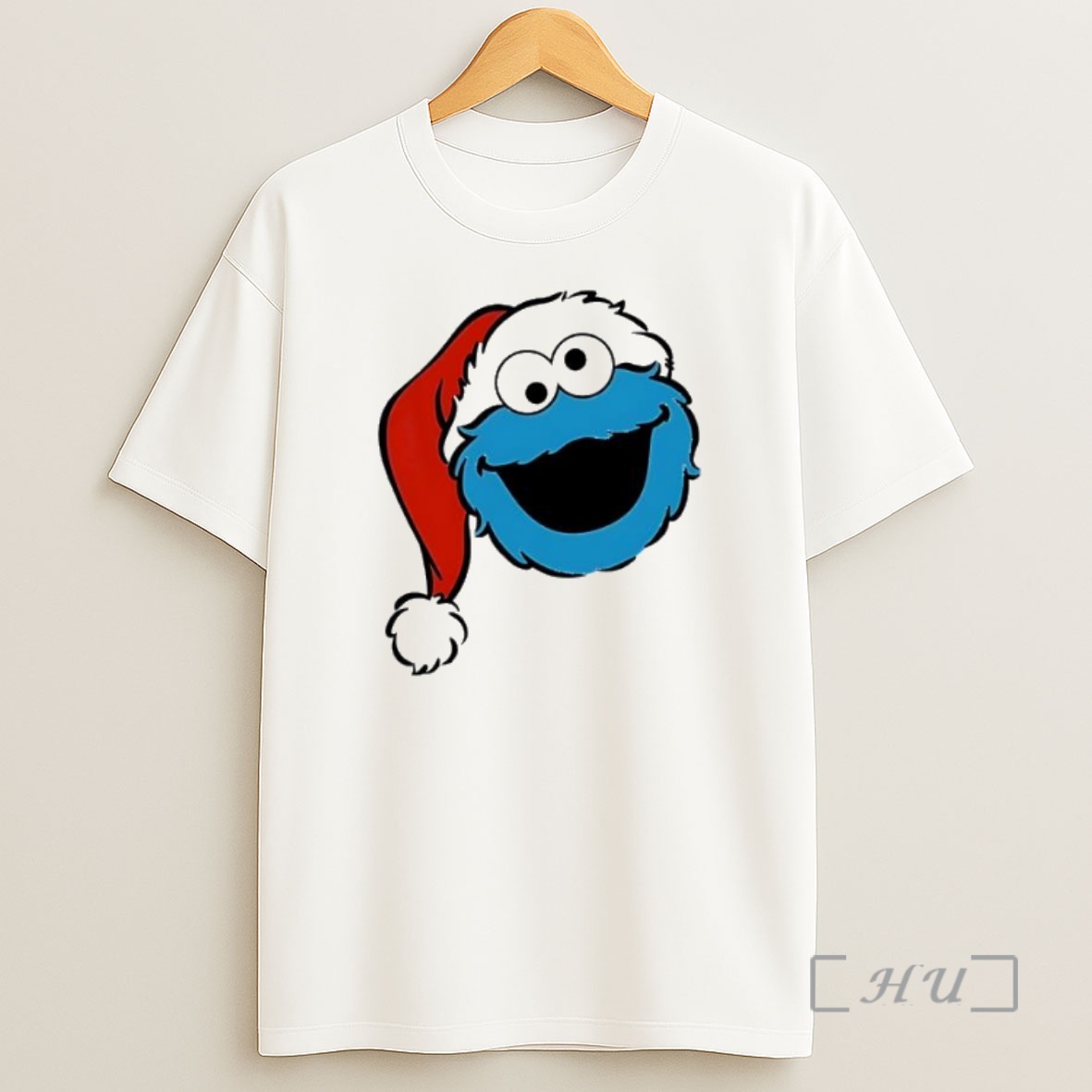 Officials Sesame Street Christmas Santa Hat Cookie Monster Face Premium Shirt Sweatshirt Tee