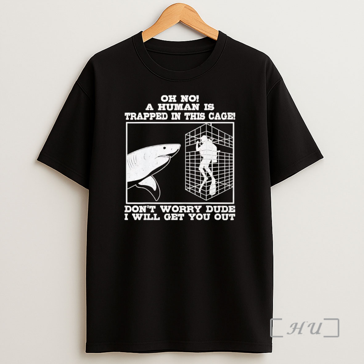 Officials Shark Oh No A Human Is Trapped In This Cage Dont Worry Premium Shirt Sweatshirt Tee