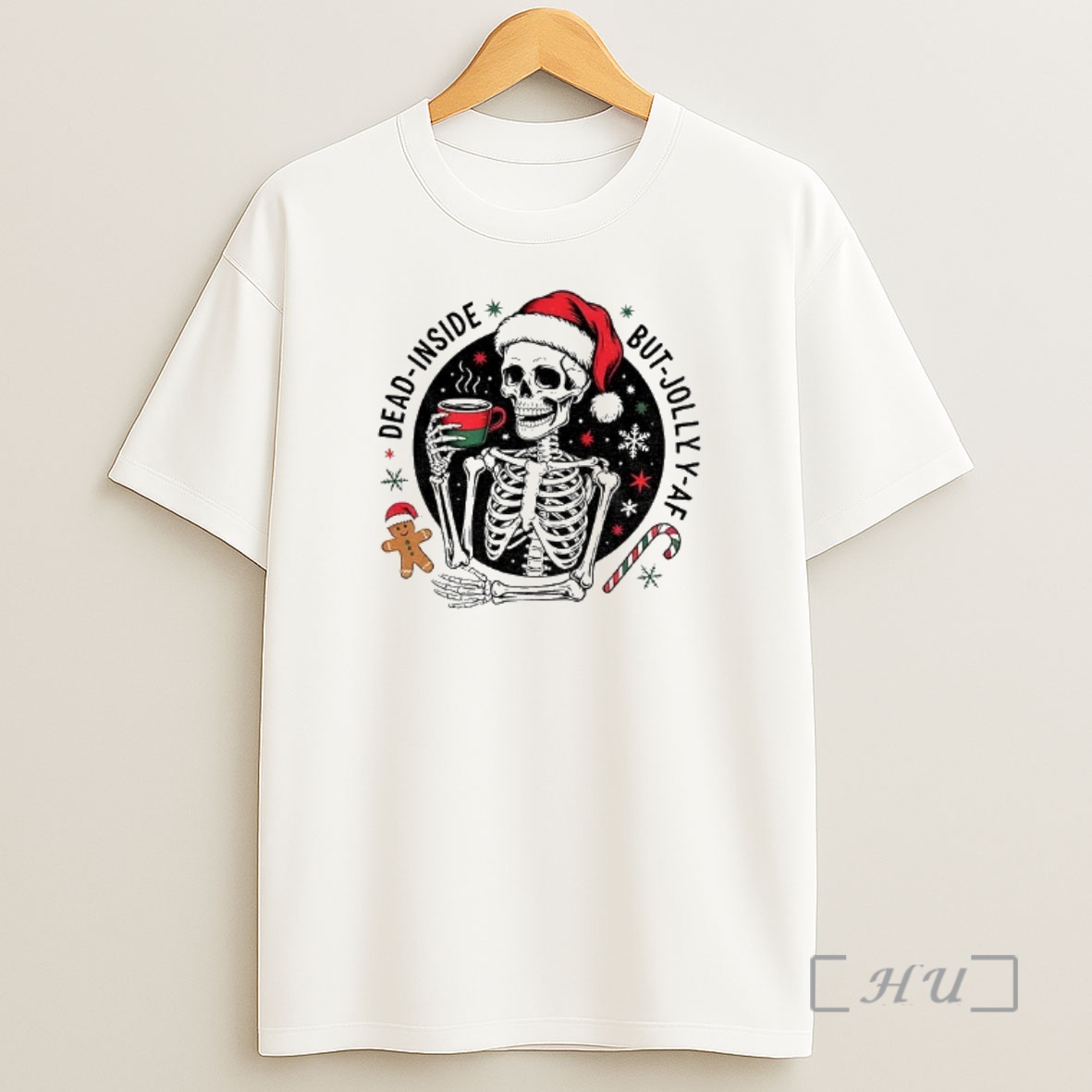 Officials Skeleton Santa Hat Dead Inside But Jolly Af Merry Christmas Premium Shirt Sweatshirt Tee