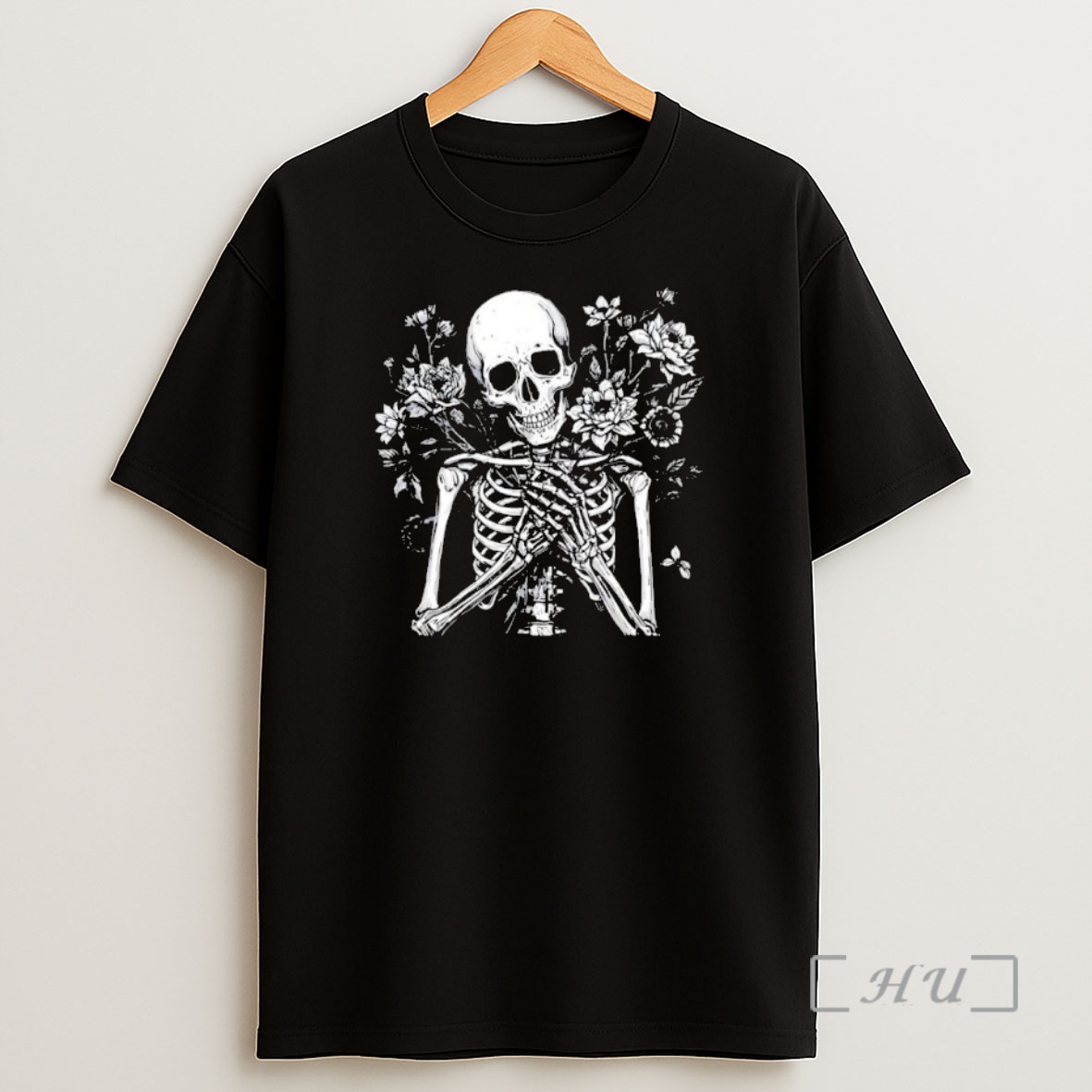 Officials Skeleton And Flowers Gothic Black Premium Shirt Sweatshirt Tee