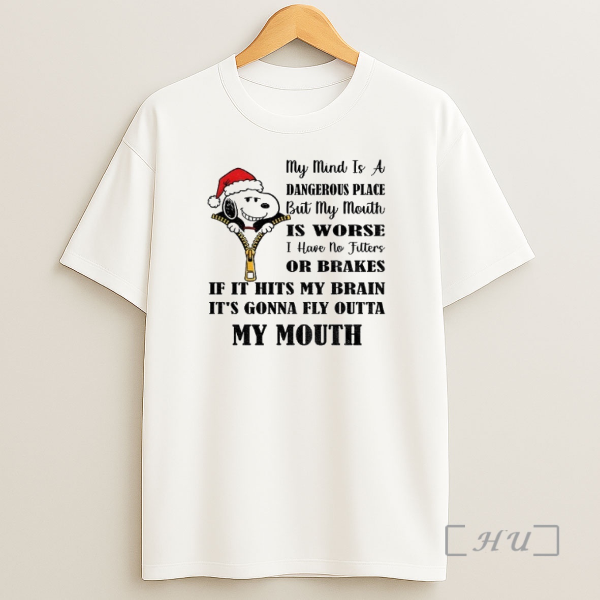 Officials Snoopy Santa Hat My Mind Is A Dangerous Place But My Mouth Is Worse I Have No Filters Or Brakes Christmas Premium Shirt Sweatshirt Tee