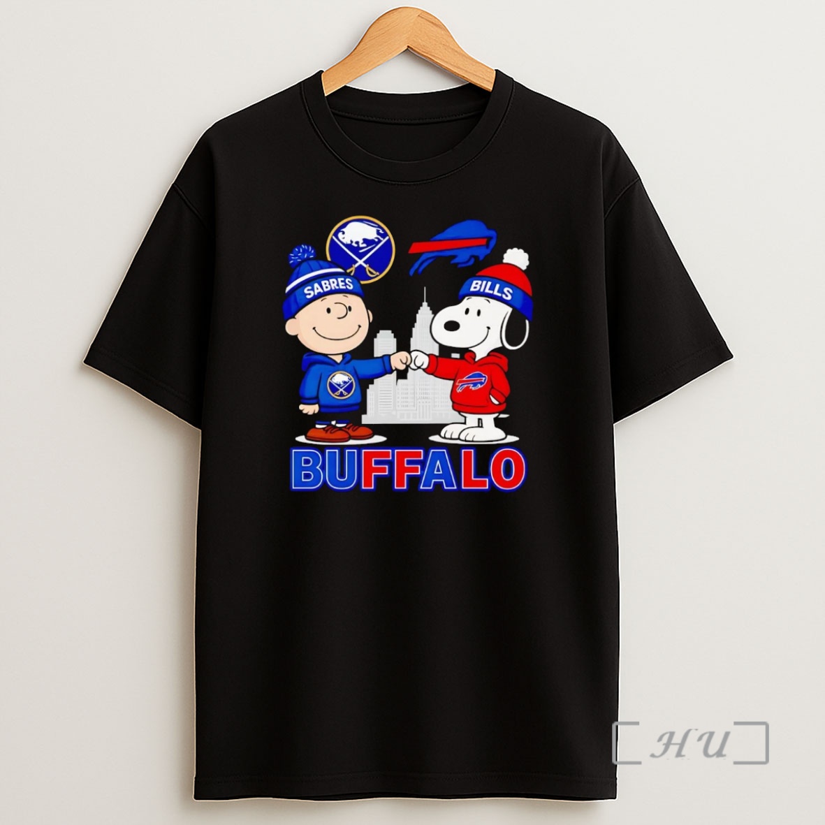 Officials Snoopy And Charlie Brown Buffalo Sabres And Bills Fist Bump Premium Shirt Sweatshirt Tee