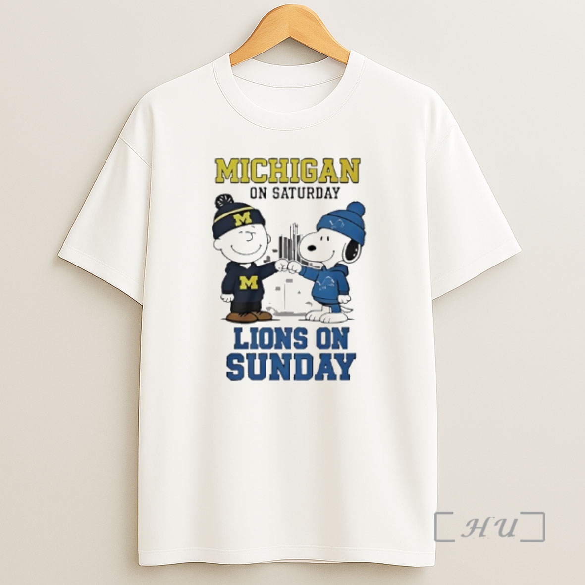Officials Snoopy And Charlie Brown Michigan Wolverines On Saturday And Detroit Lions On Sunday Premium Shirt Sweatshirt Tee