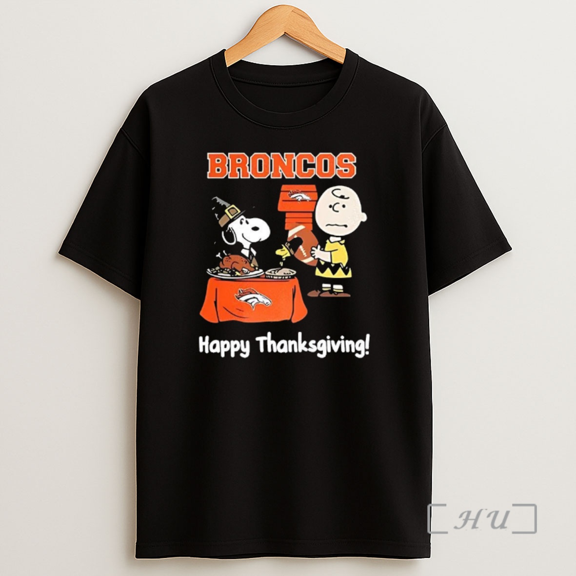Officials Snoopy And Charlie Brown X Denver Broncos Football Happy Thanksgiving Premium Shirt Sweatshirt Tee