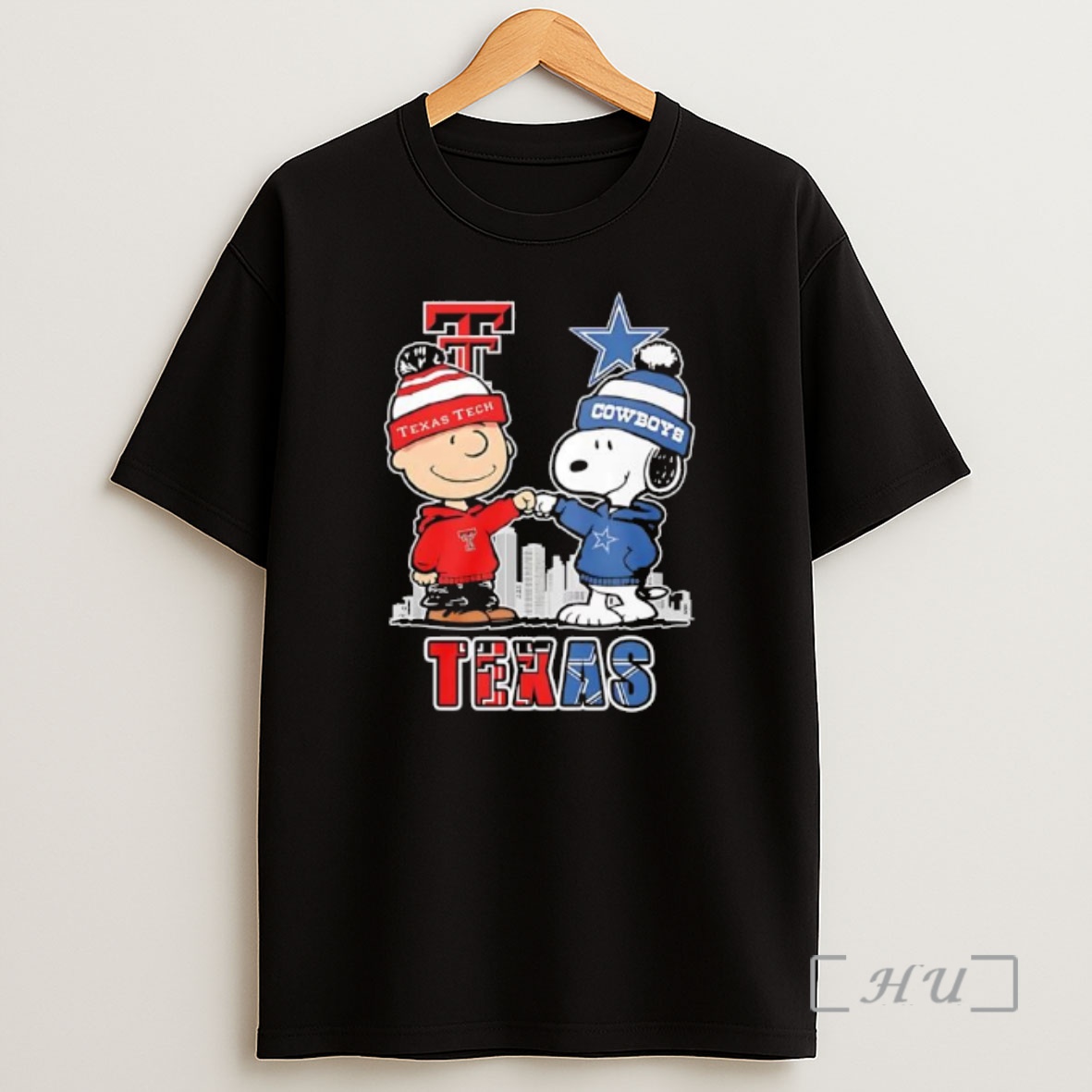 Officials Snoopy And Charlie Brown Bump Texas Tech Red Raiders And Dallas Cowboys Premium Shirt Sweatshirt Tee