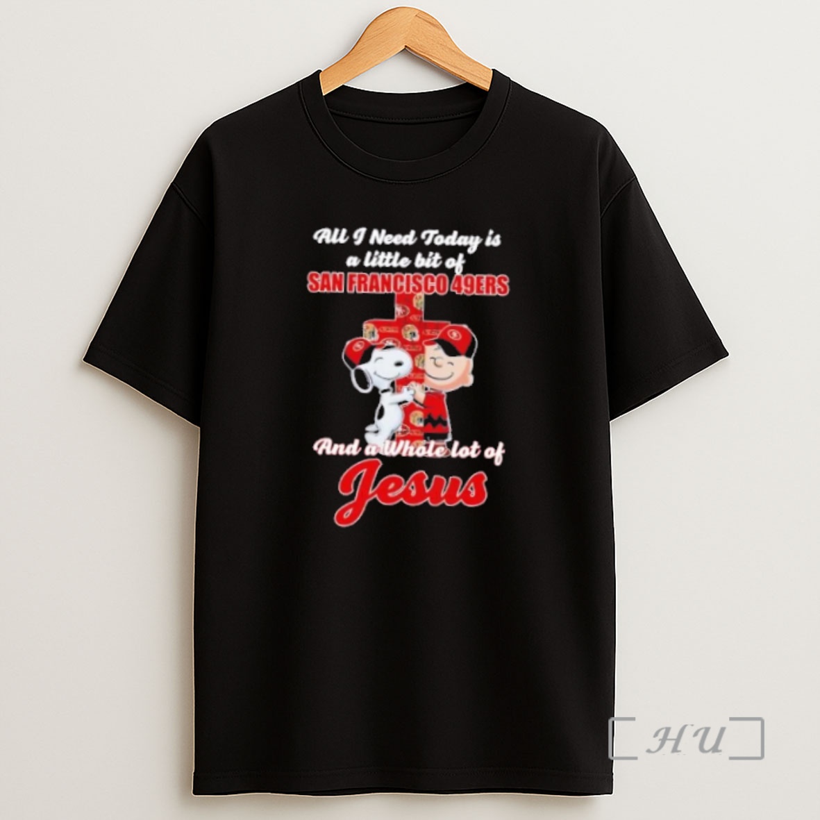 Officials Snoopy And Charlie Brown Hug Cross A Little Bit Of San Francisco 49ers And A Whole Lot Of Jesus Premium Shirt Sweatshirt Tee