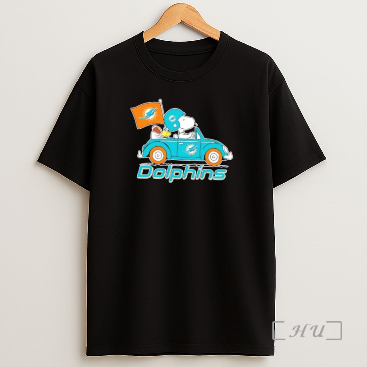 Officials Snoopy And Woodstock Driving Car Miami Dolphins Football Premium Shirt Sweatshirt Tee