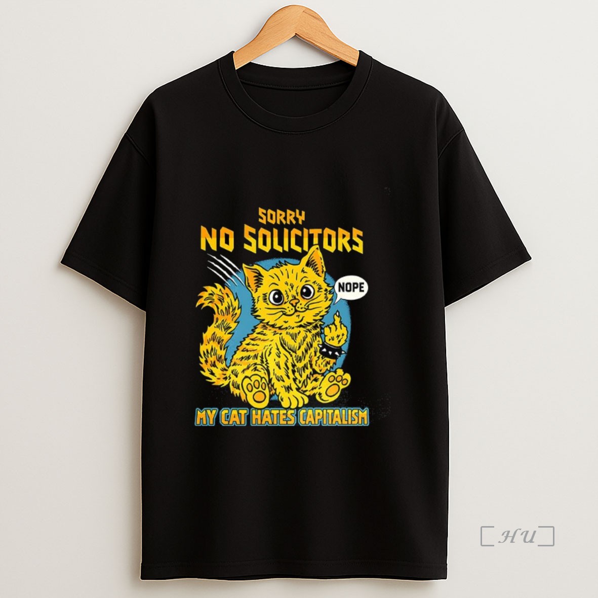 Officials Sorry No Solicitors My Cat Hate Capitalism Kitty Middle Finger Premium Shirt Sweatshirt Tee