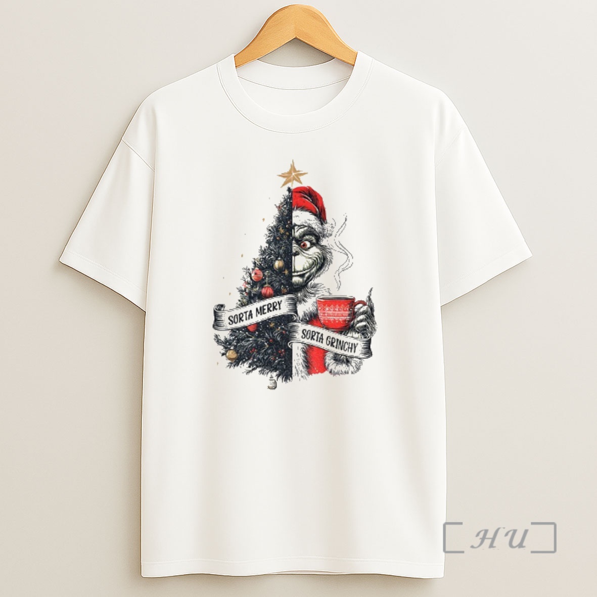 Officials Sorta Merry Sorta Grinchy Green Mean Guy Christmas Tree Art Premium Shirt Sweatshirt Tee
