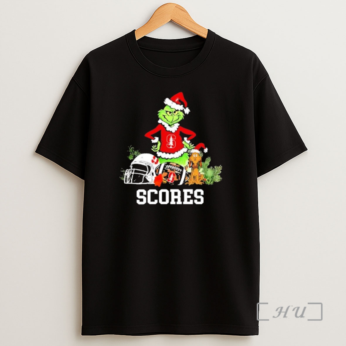 Officials Stanford Cardinal Scores The Grinch And Max Helmet Christmas 2025 Premium Shirt Sweatshirt Tee