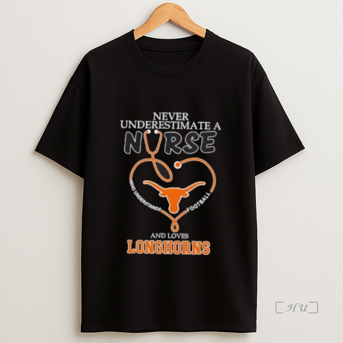 Officials Stethoscope Heart Never Underestimate A Nurse Who Understand Football And Loves Texas Longhorns Premium Shirt Sweatshirt Tee